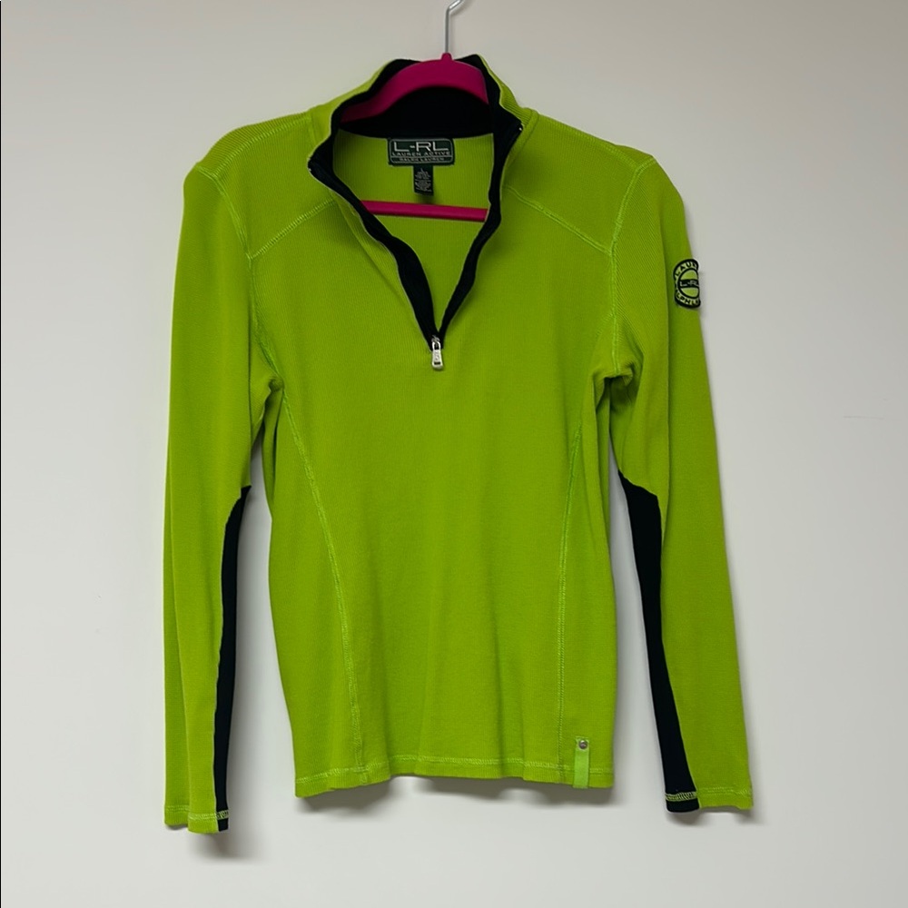 Ralph Lauren Lime Green and Black Zip Pullover